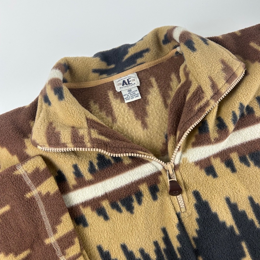 American Eagle Outfitters WMNS M Aztec Southwestern Fleece 1/4 Zip Pullover VTG